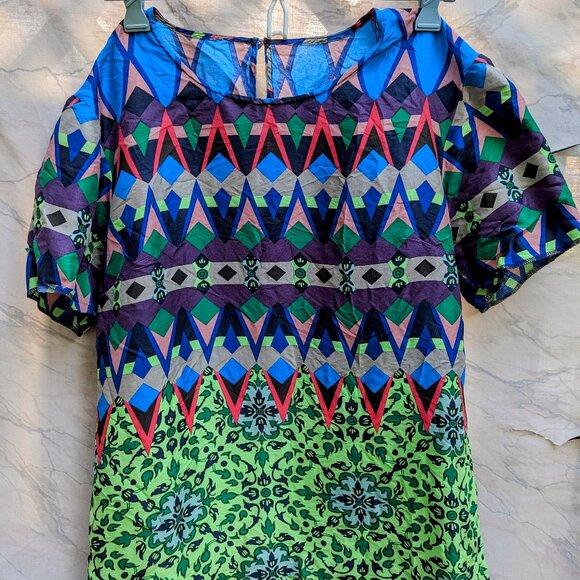 J Crew 100% silk geometric patterned shirt - Picture 1 of 4